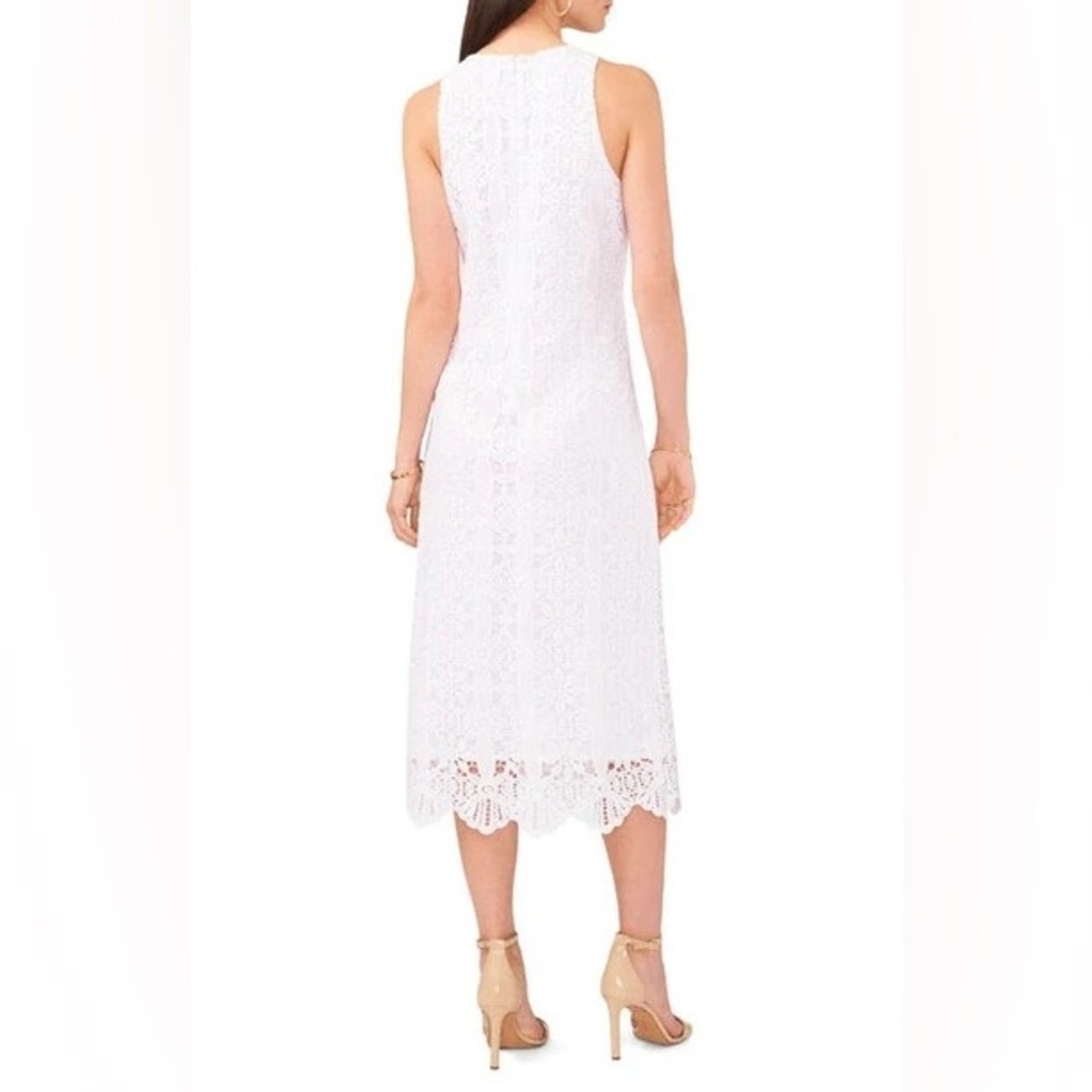 VINCE CAMUTO SLEEVELESS LACE SHEATH DRESS WHITE - Picture 3 of 4